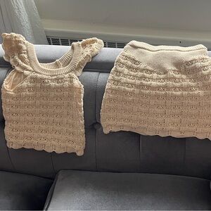 Girl’s Size 7Y Cream Knit Top and Skort Set Fully Lined